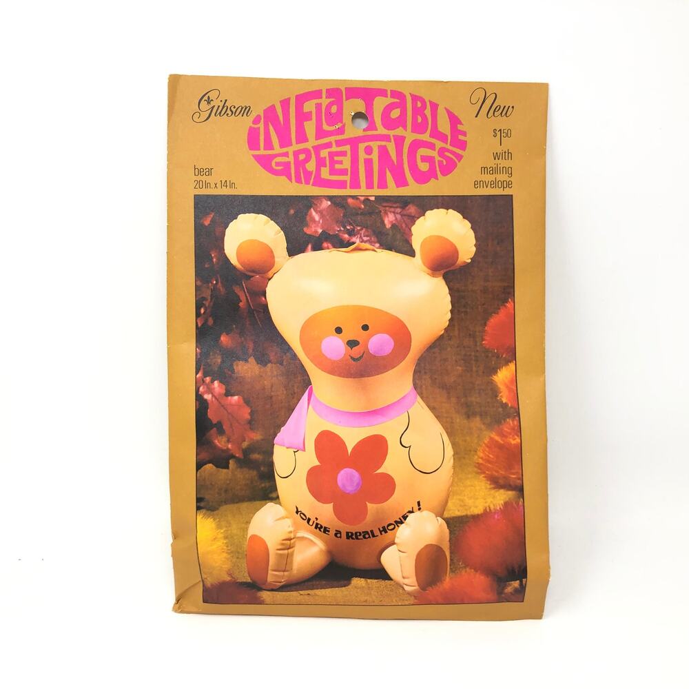 Gibson Inflatable Greetings Teddy Bear Balloon 20" x 14" Vintage Retro‎